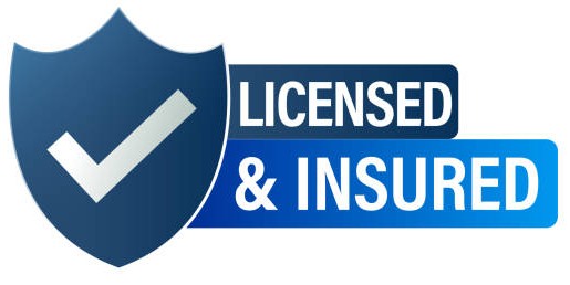 licensed and insured vector icon with tick mark and shield