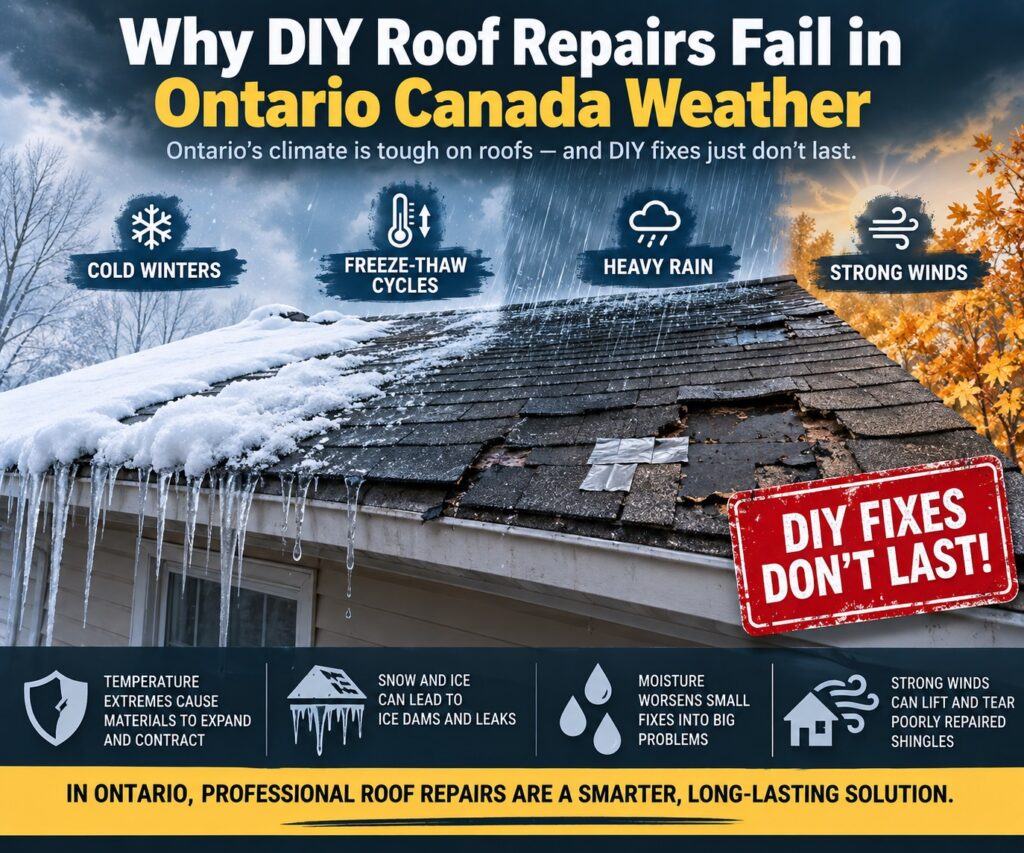 Why DIY Roof Repairs Fail in Ontario Canada Weather